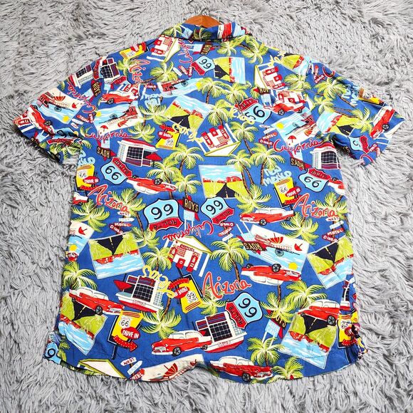 Route 66 Hawaiian Shirt Adult Size Small Arizona California Texas Cars Roys Mens - Picture 2 of 11